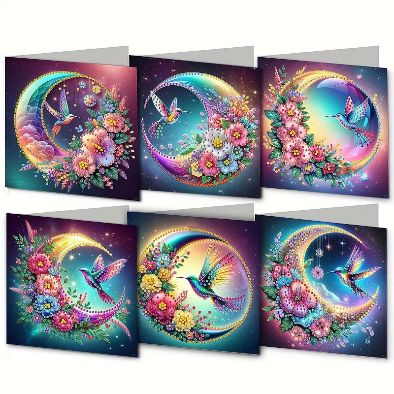 6 Pcs Diamond Art Christmas Greeting Cards - Handmade DIY Creative Kit for Stress Relief, Art Creation & Unique Gift, Relaxing Craft Activity for Family & Friends (Style E) - Image 1